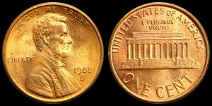 USA, 1 Cent 1988D, KM 201b, Stan I