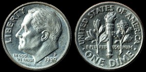  USA, 10 cents 1999P Roosevelt, KM 195a, stan I-