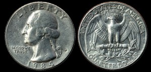 USA, 25 cents 1984D, KM A164a, stan II