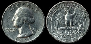  USA, 25 cents 1985P, KM A164a, stan II
