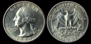  USA, 25 cents 1990P, KM A164a, stan I-