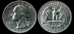  USA, 25 cents 1993D, KM A164a, stan I-