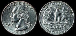  USA, 25 cents 1996D, KM A164a, stan I-