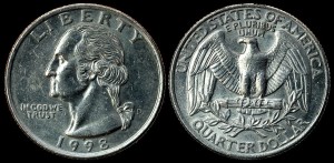  USA, 25 cents 1998D, KM A164a, stan I-