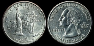  USA, 25 cents 2001P New York, KM 318, stan I
