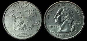  USA, 25 cents 2004P Michigan, KM 355, stan I