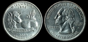  USA, 25 cents 2004P Wisconsin, KM 359, stan I