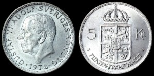 Szwecja, 5 Kronor 1972, KM 846, stan I