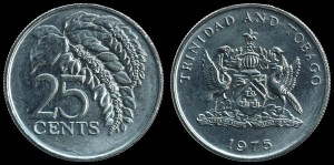 Trynidad i Tobago, 25 cents 1975, Roślina - Chaconia, KM 28, stan I
