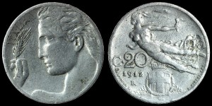 Włochy, 20 Centesimi różne roczniki, KM 44, Stan III+