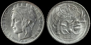 Włochy, 100 Lirów różne roczniki, F.A.O. KM 180, Stan I