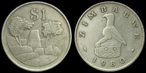 Zimbabwe, 1 Dollar różne roczniki, Ruiny Zimbabwe, KM 6, Stan III