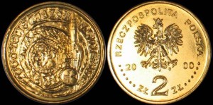 Polska, 2 Złote 2000, 1000-lecie Zjazdu w Gnieźnie, stan I