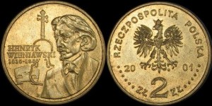 Polska, 2 Złote 2001, Henryk Wieniawski, stan I