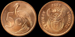 Afryka Południowa-RPA, 5 Cents 2000, KM 223, stan I