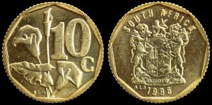 Afryka Południowa - RPA legenda w języku angielskim, 10 Cents Różne roczniki, KM 161, stan I