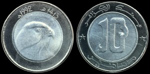 Algieria, 10 Dinars Głowa Sokoła 2006, Bimetal, KM 124, stan I