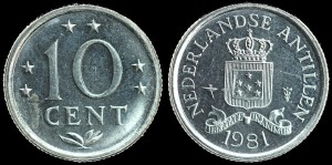 Antyle Holenderskie, 10 Cents, KM 10, stan I