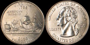USA, 25 Cents 2000 D, KM 309, Virginia, stan I