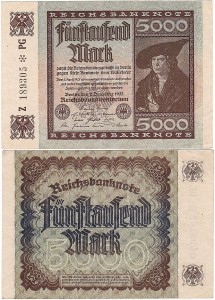 NIEMCY, 5000 MARK 2.12.1922, X 6 cyfr XX, Pick 81a