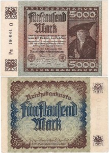 NIEMCY, 5000 MARK 2.12.1922, Xx 6 cyfr X, Pick 81a