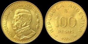 Argentyna, 100 Pesos 1979, KM 85, stan I
