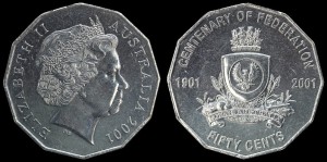 Australia, 50 cents 2001,  100 lat federacji - Australia Południowa,  KM 561, stan I