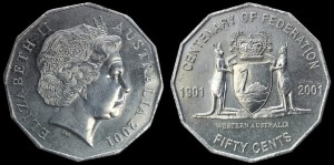 Australia, 50 cents 2001,100 lat federacji - Australia Zachodnia, KM 563, stan I