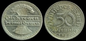 Niemcy, 50 Fenigów 1920J Rep. Weimarska, KM 27, stan I-