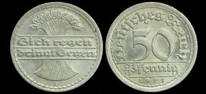 Niemcy, 50 Fenigów 1921A Rep. Weimarska, KM 27, stan I-