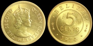 Belize, 5 Cents 1974, KM 34, stan I