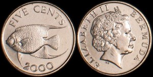 Bermudy, 5 Cents 2000 Ryba, KM 108, stan I