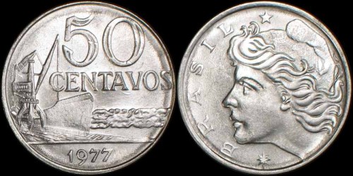 Brazylia, 50 Centavos 1977, Statek, KM 580b.jpg