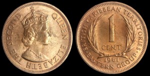 East Carribean Britisch, 1 cent, KM 2, stan I