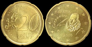 Euro-Hiszpania 20 Cents 2010 Cervantes, KM 1148 Stan I