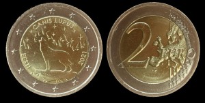 EURO-Estonia, 2 Euro Bimetal 2021, Wilk - Canis Lupus, stan I