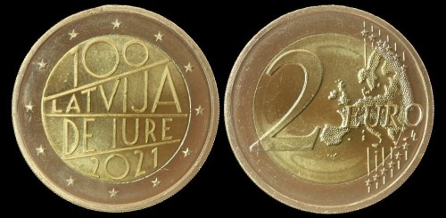 e - Łotwa 2 euro 2021  100 lat międzynarodowego uznania de iure łotwy.jpeg