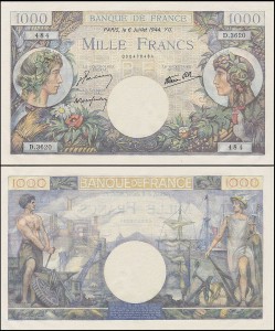 FRANCJA 1000 FRANCS 6.07.1944 Pick 96c