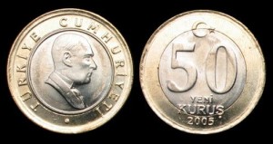 Turcja, 50 Kurus 2005, KM 1168, Bimetal