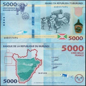 BURUNDI, 5000 FRANCS 2018 Pick 53