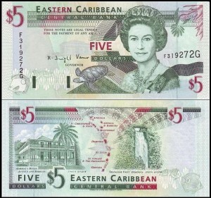 KARAIBY WSCHODNIE, GRENADA 5 DOLLARS (1994) Pick 31g