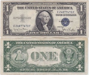 STANY ZJEDNOCZONE 1 DOLLAR 1935 D, Silver Certyficate Blue Seal, Pick 416D1