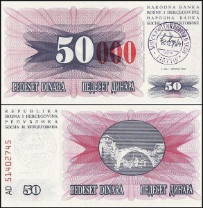 BOŚNIA I HERCEGOWINA, 50000 DINARA 1993 Pick 55d