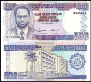 BURUNDI, 500 FRANCS 1995 Pick 37A