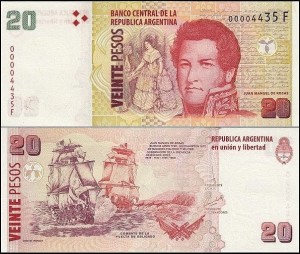 ARGENTYNA, 20 PESOS (2018), Seria F, Pick 355c1