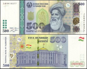 TADŻYKISTAN, 500 SOMONI 2021 Pick 22