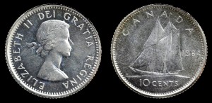 Kanada, 10 Cents Ag 1964, KM 51, Stan I