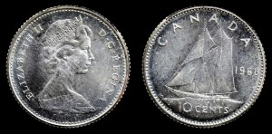 Kanada, 10 Cents Ag 1968, KM 72, Stan I