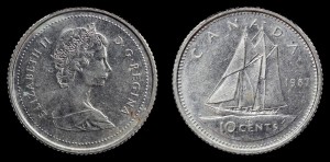 Kanada, 10 Cents 1987, KM 77.2 Stan I-