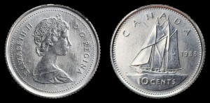 Kanada, 10 Cents 1988, KM 77.2 Stan I
